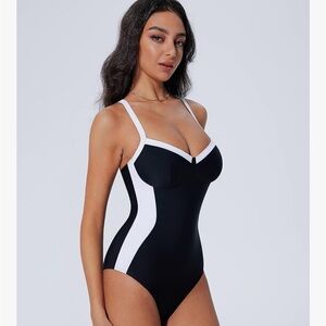 Elegant Black and White Women's Swimsuit